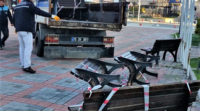 Karaman'da en son çare oturma bankları söküldü