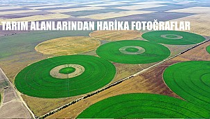 Konya'nın devasa dairesel tarlaları gökyüzünden görüntülendi