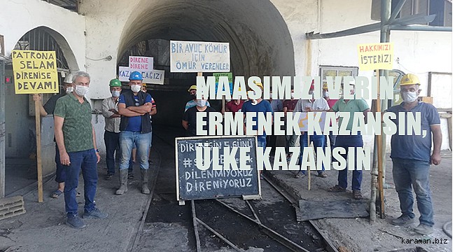 ERMENEK'TE İŞÇİLERDEN İŞ BIRAKMA EYLEMİ. SADECE MAAŞLARIMIZI İSTİYORUZ