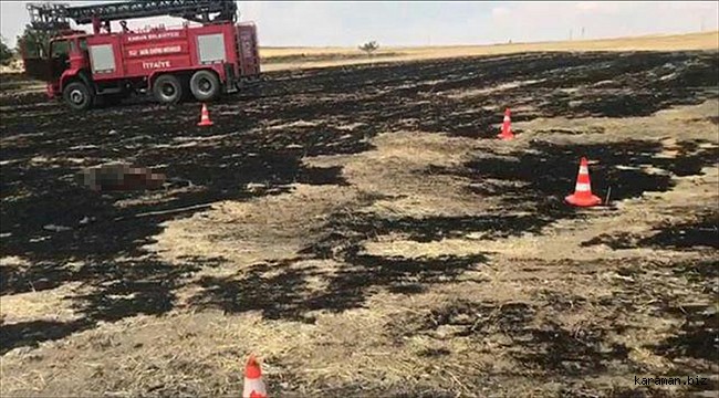 Kırşehir'de yanan tarlada erkek cesedi bulundu