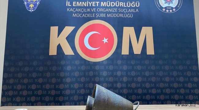 Nevşehir'de tarihi eser niteliğindeki çanı internetten satmaya çalışan zanlı yakalandı