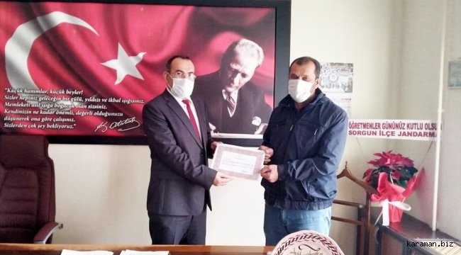 Sorgun'da emekli öğretmenlere Hizmet Şeref Belgesi