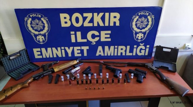 Bozkır'da ruhsatsız silahlar ele geçirildi