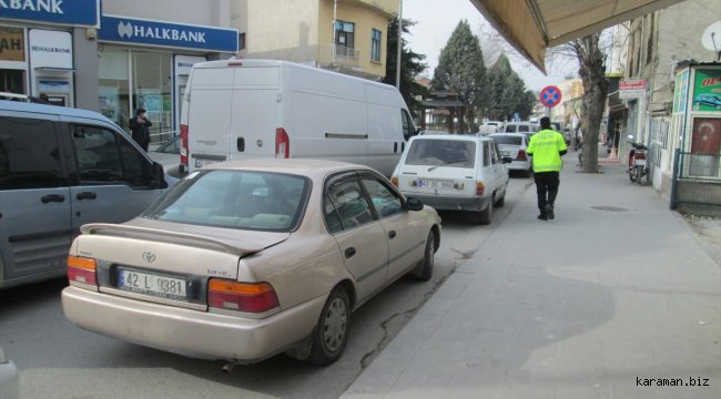 Karapınar'da hatalı park yapan sürücülere ceza