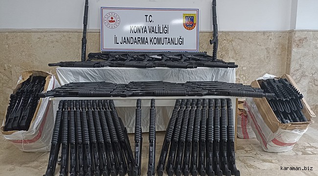 Konya'da usulsüz üretilen 150 pompalı av tüfeği ele geçirildi