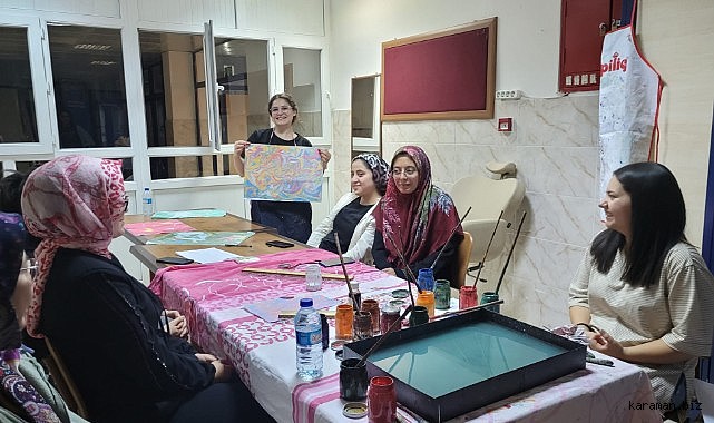 GSB KARAMAN YURTLARINDA EBRU KURSU YOĞUN İLGİ GÖRÜYOR