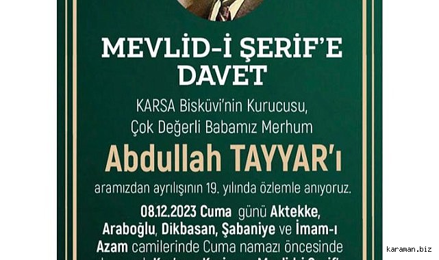 Merhum Abdullah Tayyar dualarla anılacak