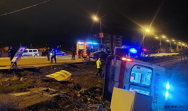 Karaman’da ambulans ile otomobil çarpıştı: 5 yaralı