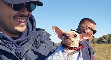 ABD'de köprü altında mahsur kalan köpek itfaiyeciler tarafından kurtarıldı