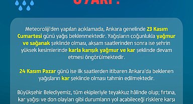 Ankara Büyükşehir Belediyesi'nden 'sağanak' uyarısı