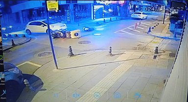İstanbul- Pendik'te otomobilin çarptığı motokurye yaralandı, o anlar kamerada
