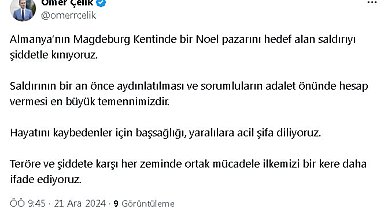 AK Parti'li Çelik: Almanya'da Noel pazarını hedef alan saldırıyı şiddetle kınıyoruz