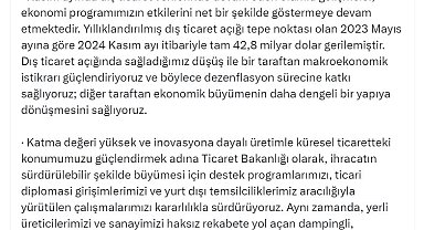 Bakan Bolat: 2024, dengeleme ve istikrar yılı oldu