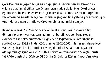 Bakan Tekin: Okul öncesi eğitimde okullaşma oranını yüzde 95'e ulaştırdık