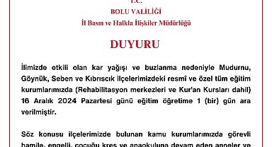 Bolu'da 4 ilçede eğitime kar engeli