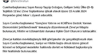 Cumhurbaşkanı Erdoğan, Mısır'a gidiyor