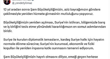 Cumhurbaşkanı Yardımcısı Yılmaz'dan 'Şam Büyükelçiliği' mesajı