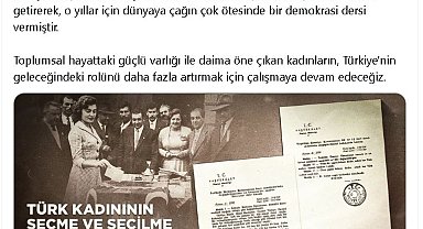 Kurtulmuş'tan, Tük kadınının seçme ve seçilme hakkı kazanmasının yıl dönümü mesajı