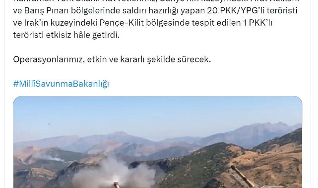 MSB: 21 terörist etkisiz hale getirildi