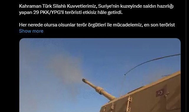 MSB: Suriye'nin kuzeyinde 29 terörist etkisiz hale getirildi