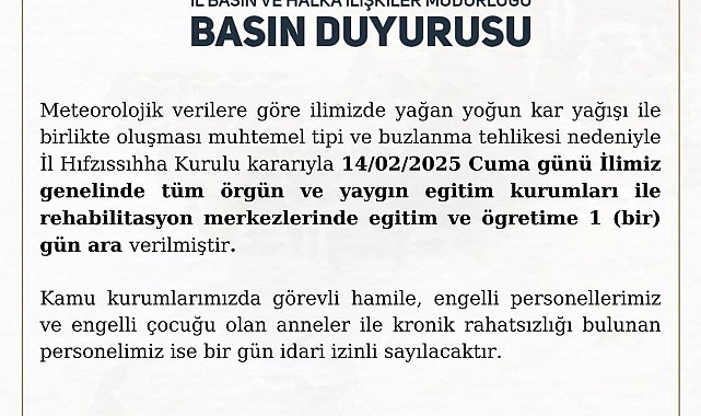 Aksaray'da okullara kar tatili