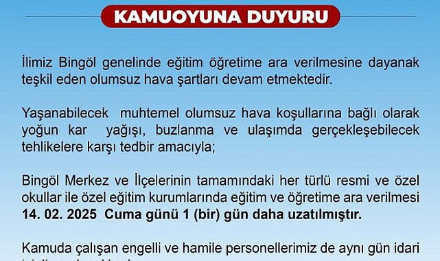 Bingöl'de 99 köy yolu kardan ulaşıma kapandı