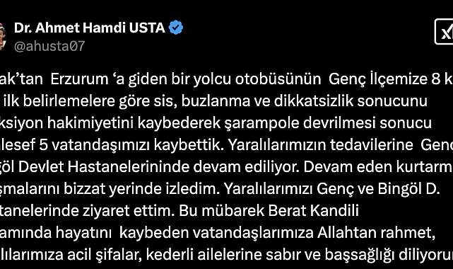 Bingöl'de yolcu otobüsü şarampole devrildi: 5 ölü, 31 yaralı