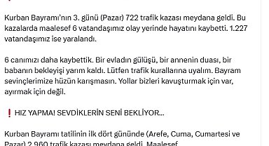 Bakan Yerlikaya: Bayram tatilinin ilk 4 gününde 32 vatandaşımız hayatını kaybetti