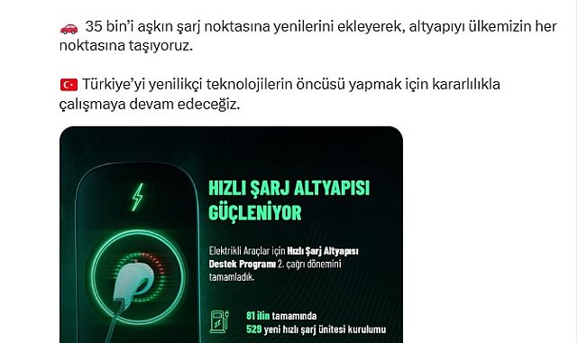 Bakan Kacır: 81 ilde 529 şarj ünitesi kurulumuna destek oluyoruz