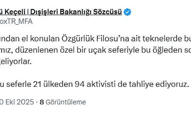 Dışişleri Sözcüsü Keçeli: 18 vatandaşımız öğleden sonra ülkemize geliyor
