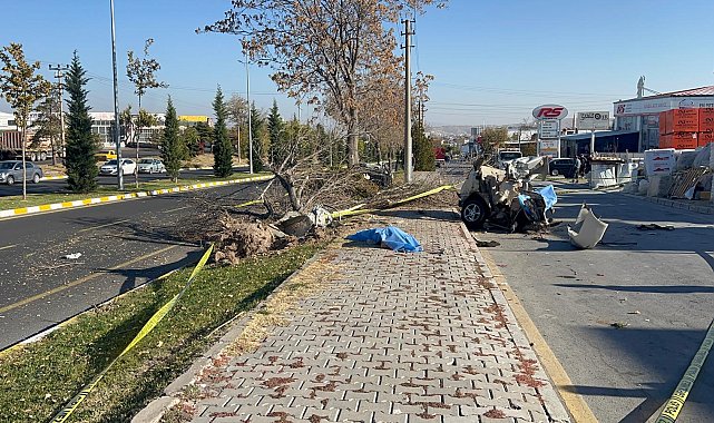 Ağaca çarpan otomobil ikiye bölündü: 2 ölü, 1 yaralı