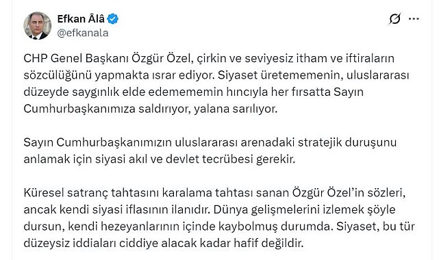 AK Parti'li Ala: Özgür Özel'in sözleri, kendi siyasi iflasının ilanıdır