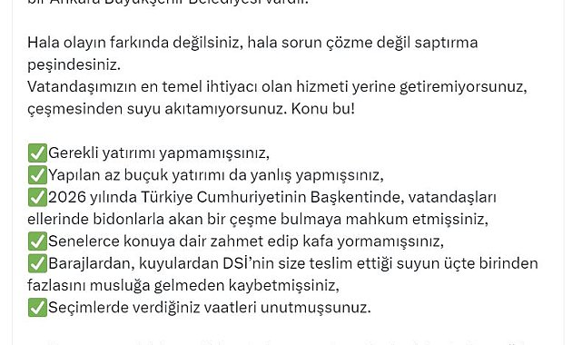 Bakan Yumaklı: Halkımızı susuzlukla, trafikle, çöple, çamurla mağdur etmeyin