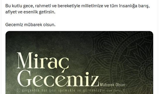 Emine Erdoğan'dan 'Miraç Gecesi' mesajı