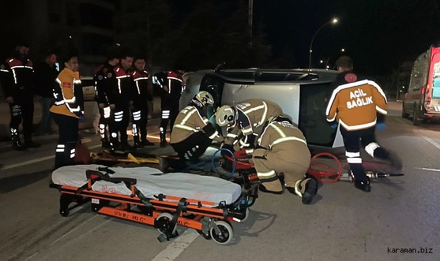 Karaman'da otomobil yol ortasına devrildi: 1 yaralı