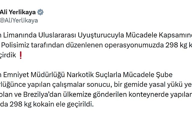 Mersin Limanı'nda 298 kilo kokain ele geçirildi