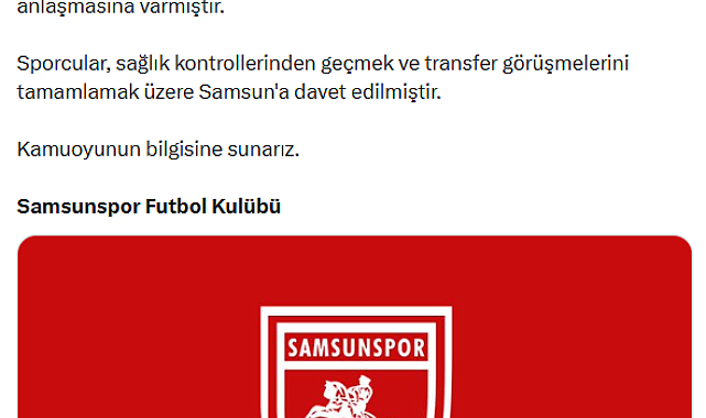 Samsunspor, İrfan Can Eğribayat ve Yalçın Kayan transferlerini açıkladı