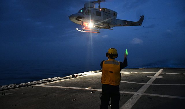 TCG Yıldırım fırkateyninden, Libya açıklarında eğitim faaliyeti