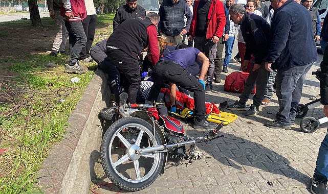 Aydın'da iki motosikletin karıştığı kaza kamerada; 1'i ağır, 3 yaralı