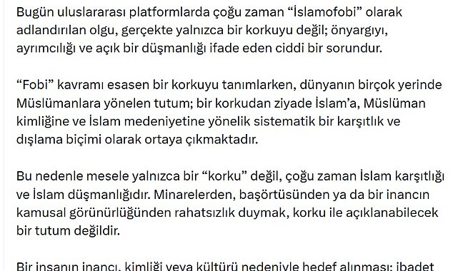 Bakan Gürlek: İslam'a ve Müslümanlara yönelik düşmanlık kararlılıkla reddedilmelidir