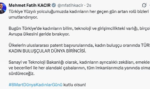 Bakan Kacır: Türk kadın buluşçular dünya birincisi