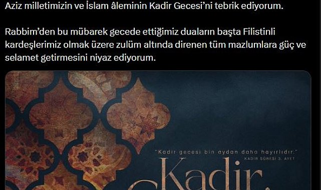 Emine Erdoğan'dan 'Kadir Gecesi' mesajı
