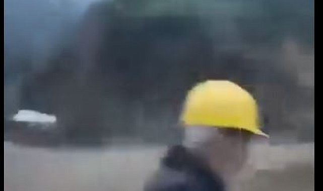 Giresun'da heyelan; sondaj makinesi toprak altında kaldı