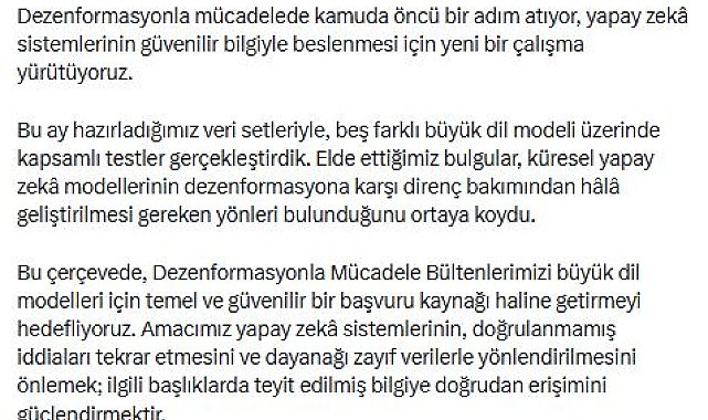 İletişim Başkanı Duran: Yapay zekanın güvenilir bilgiyle beslenmesi için çalışma yürütüyoruz