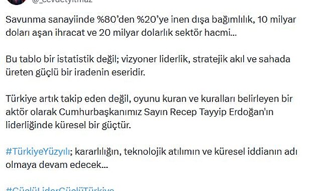 Cevdet Yılmaz: Türkiye savunma sanayinde küresel güçtür