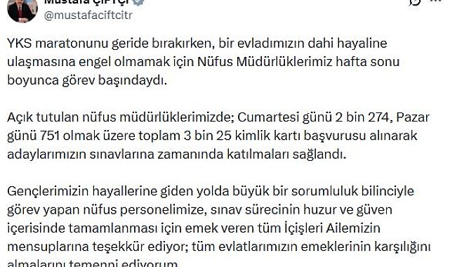 3 bin 25 kişi, YKS'ye yetişebilmek için sınav günü kimlik başvurusu yaptı
