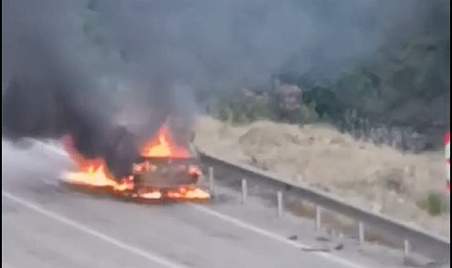 Adana'da seyir halindeki otomobil alev alev yandı