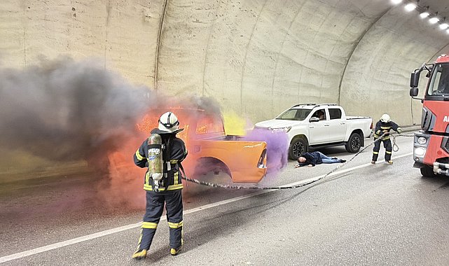 Amasra Tüneli'nde trafik kazası tatbikatı