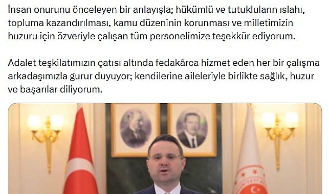 Bakan Gürlek'ten 'Ceza İnfaz Personeli Günü' mesajı