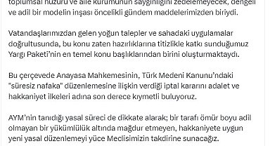 Bakan Gürlek'ten 'süresiz nafaka' düzenlemesinin iptaline ilişkin açıklama